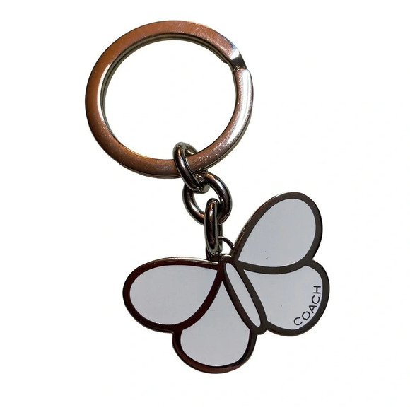 COACH White & Silver Vintage Y2K Butterfly Keychain Purse Bag Charm Fob NEW NWOT - Picture 1 of 2